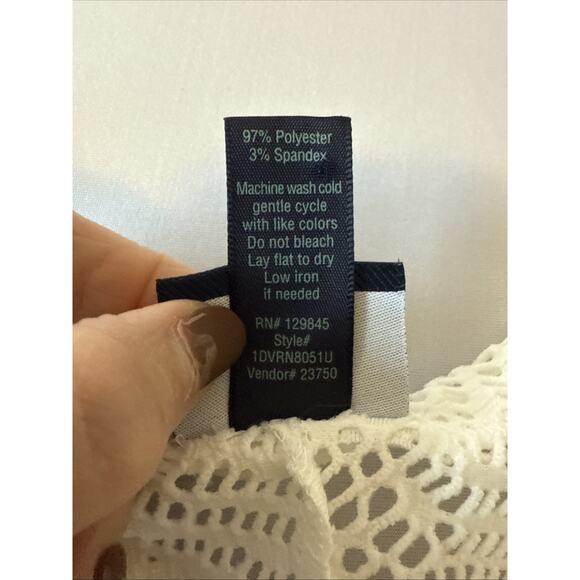 Daytrip‎ Women’s M Boho Chic Stretch Lace Mesh Cream Raw Top Beach Cover Up - Picture 6 of 9